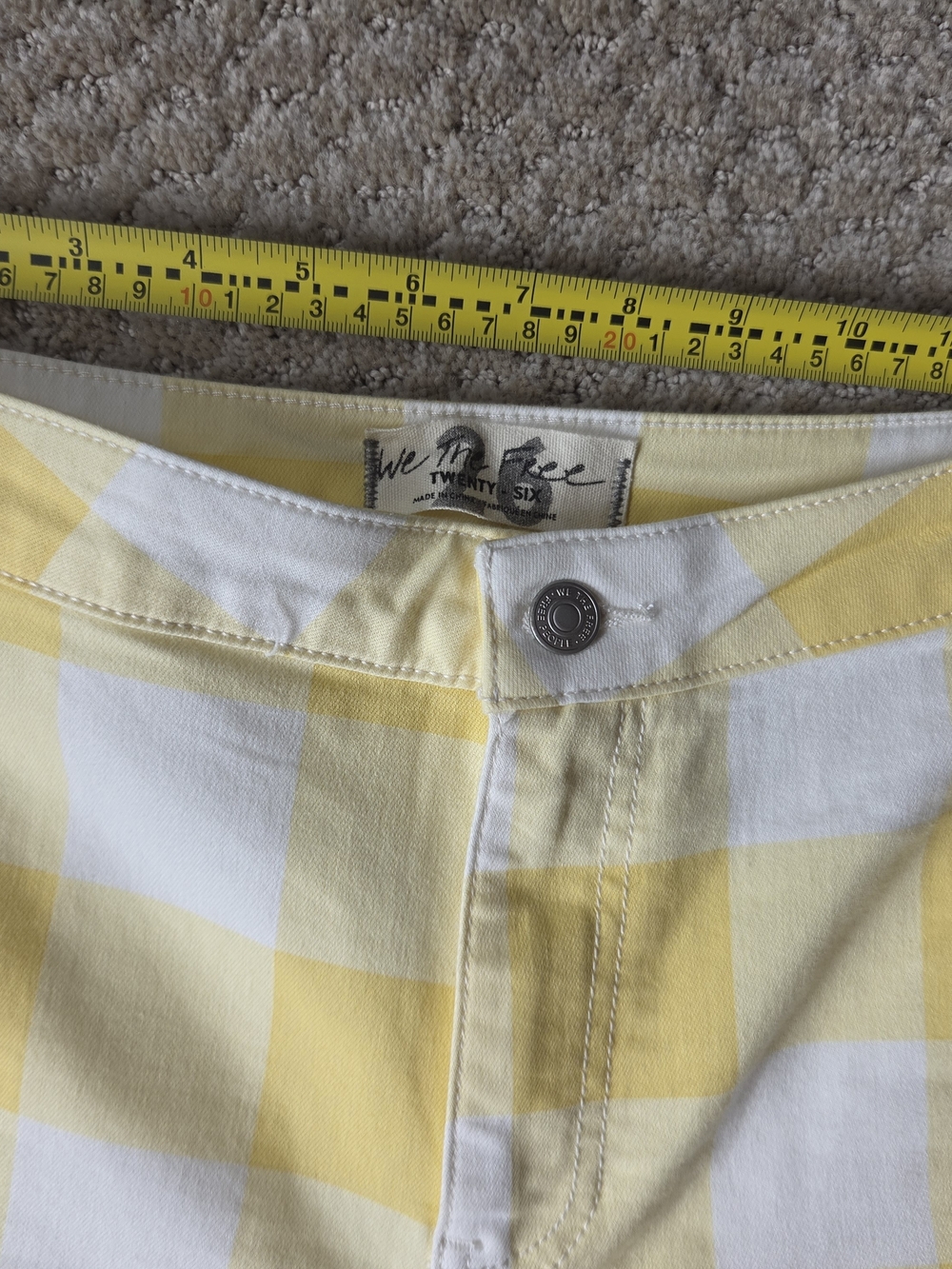 We The Free Yellow and White Gingham Flare Jeans - Picture 3 of 5